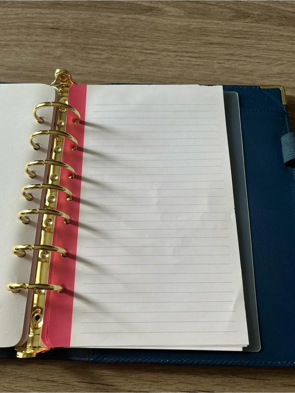 Emily Ley Happy Stripe Faux Pebbled Leather 7 Ring Planner Organizer Cover